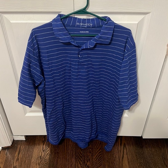 B. Draddy Blue & White Striped Polo - Picture 1 of 5